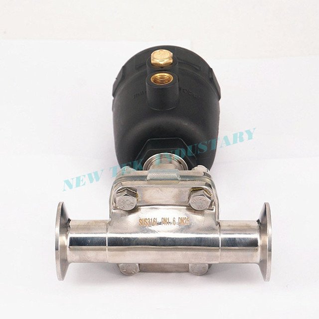 Sanitary Stainless Steel Pneumatic Operated PTFE Diaphragm Valve 