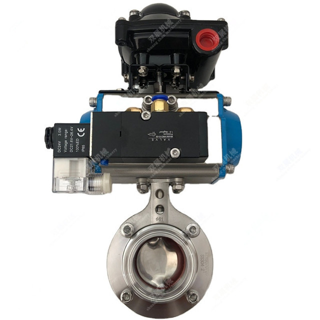 Sanitary Stainless Steel Butterfly Valve with Position Switch And Solenoid Valve