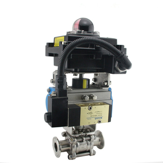 Air Actuated Sanitary Stainless Steel Ball Valve w/ Solenoid Valve