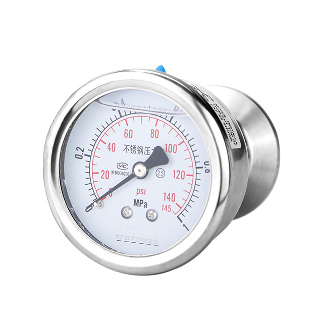 Sanitary Inox Axial Tri Clover Compatible Diaphragm Pressure Gauge Manometer